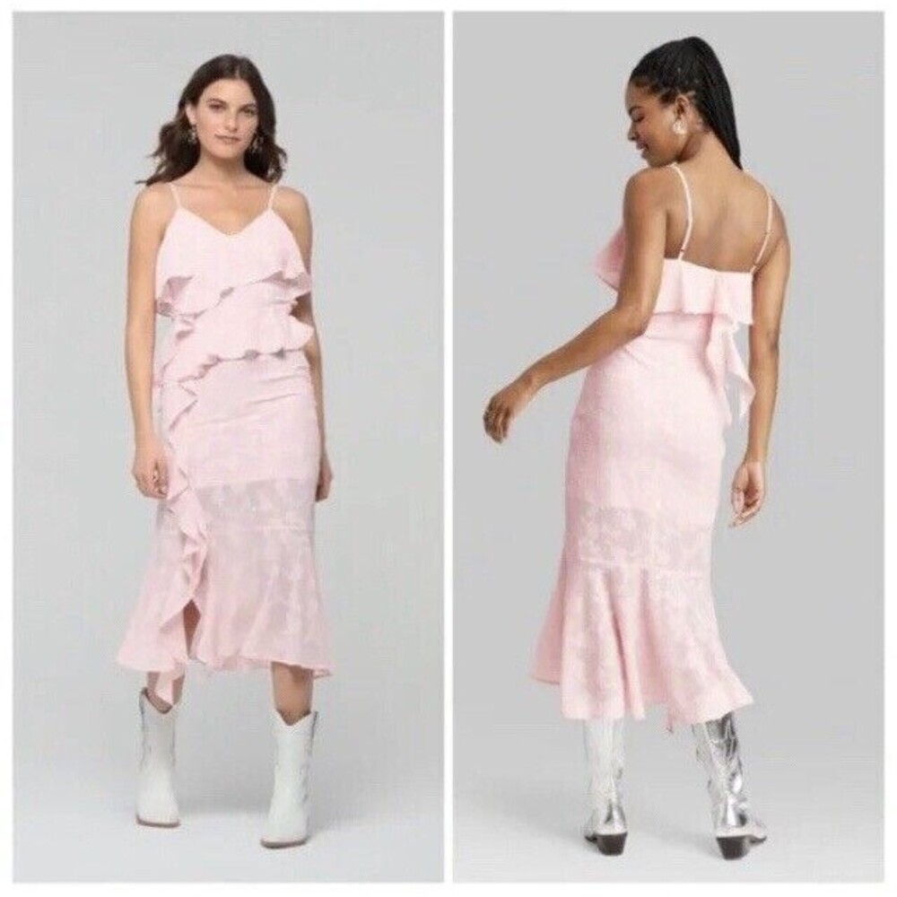 Wild Fable Dress Women's Large Pink Pastel Ruffle Textured Midi Slip Y2K New